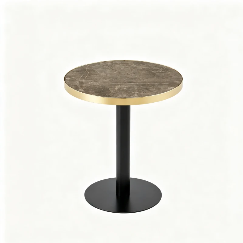 Table d'appoint ronde, plateau anti-rayures facile à nettoyer, 60x60x74 cm, Gris