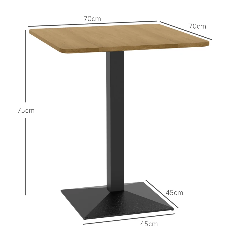 HOMCOM Eettafel Vierkante keukentafel voor 2 personen Eettafel met houtlook en stalen basis 70 x 70 x 75 cm Donkerbruin