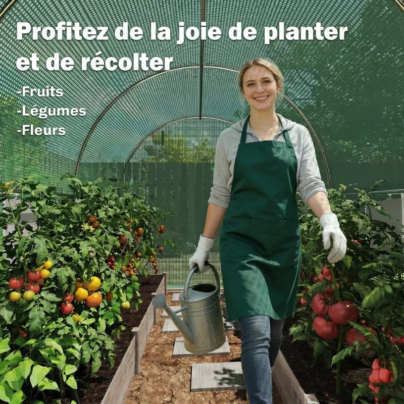 Outsunny Serre de Jardin Tunnel 8 m² 4L x 2l x 1,9H m Acier galvanisé renforcé diamètre 2,4 cm + PE fenêtres Porte Vert