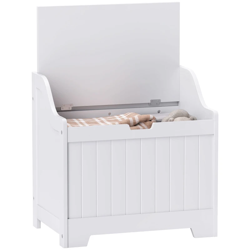 HOMCOM Opbergkist, Houten Kist met Deksel, Ruim, Modern Ontwerp, Wit