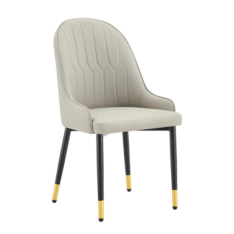 Lot de 2 chaises de salle à manger, dossier motif éclair stylé, déperlante et facile d'entretien, 47.3x44x91 cm, Gris chaud