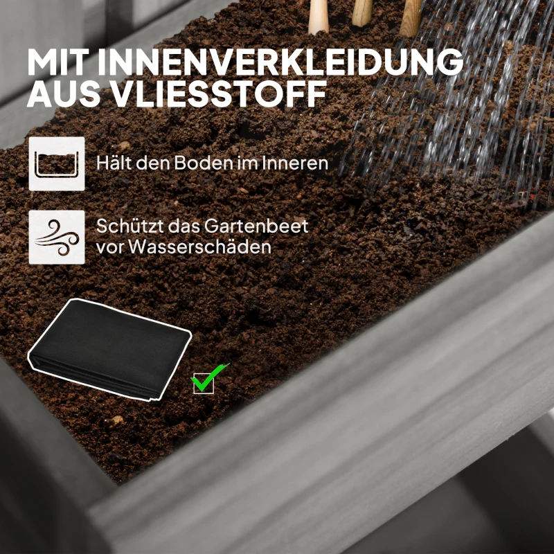 Outsunny Bloembakset, wandmontage, vrij verplaatsbaar, massief hout, 60 x 16 x 80 cm