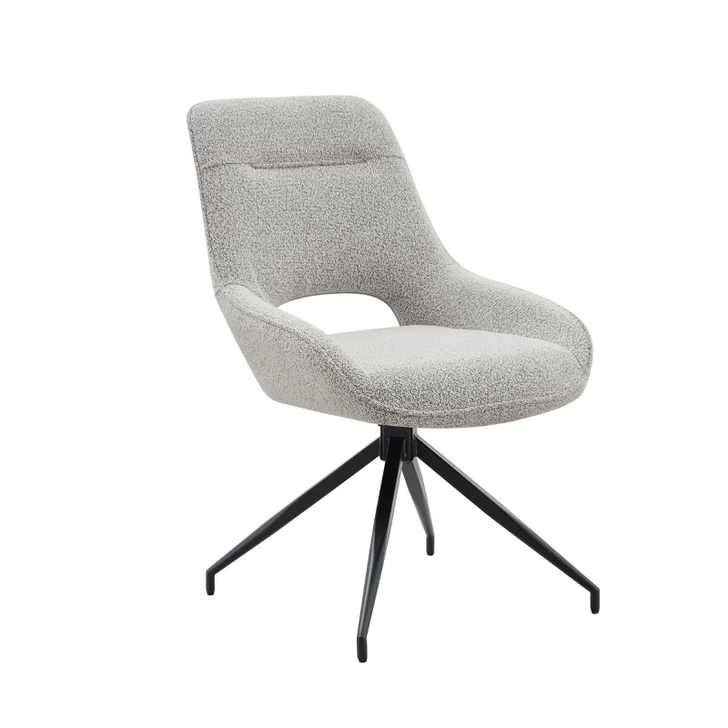 Chaise de salle à manger pivotante 360°, accoudoirs, patins réglables antidérapants, 50x50x87 cm, Gris+Beige
