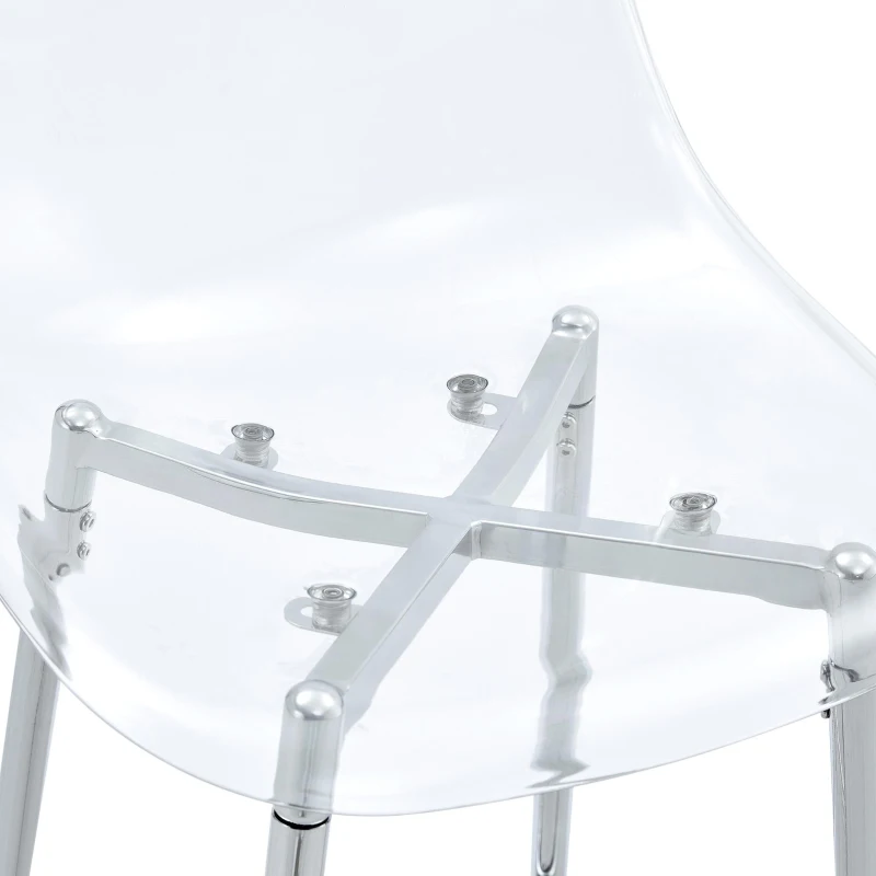 Lot de 2 tabourets de bar transparents, design moderne et aérien, 51x45x102 cm, Argenté