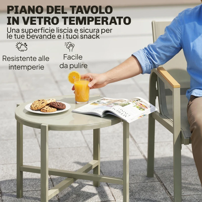 Outsunny Set Divano da Esterno con Loveseat e 2 Poltrone, Verde