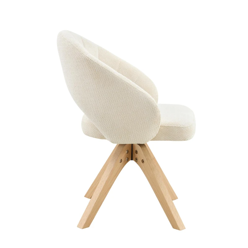Lot de 2 chaises pivotantes style rétro, piètement 4 pieds en bois massif, patins antidérapants, 46x49x84 cm, Couleur naturelle