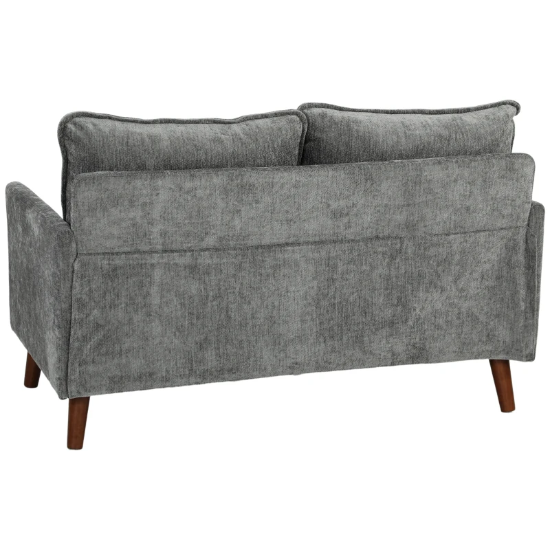 HOMCOM 2 Seater Sofa, Loveseat Sofa with Spring Cushions, Wide and Deep Seat, Wood Legs, Grey