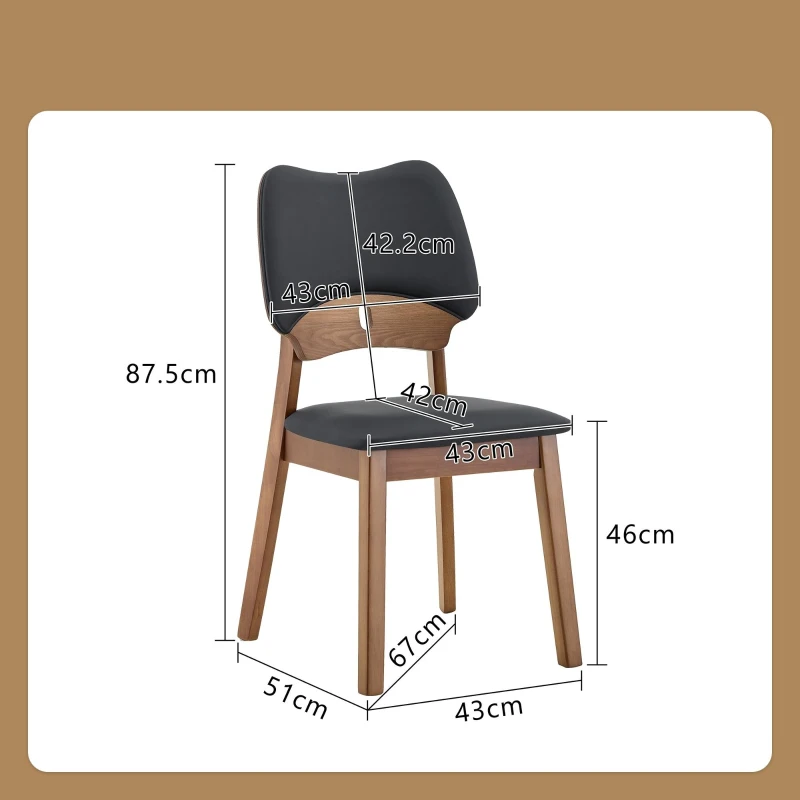 Lot de 2 chaises de salle, design papillon, confortable et facile d'entretien, 51x43x87.5 cm, Noir