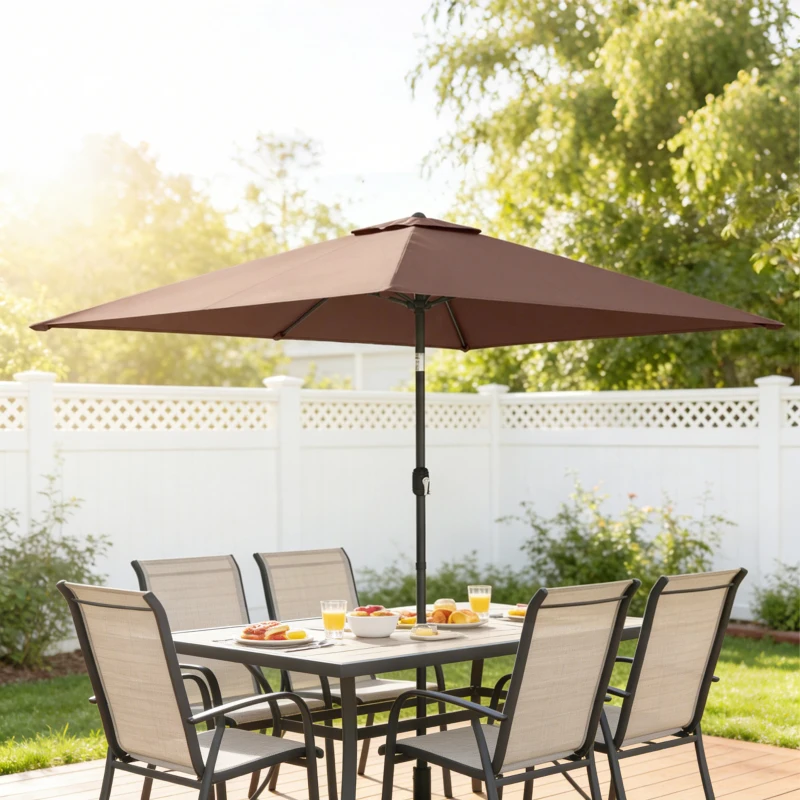 Outsunny Tuinparasol 300 x 200 cm kantelbaar balkonparasol met draaikruk Bruin