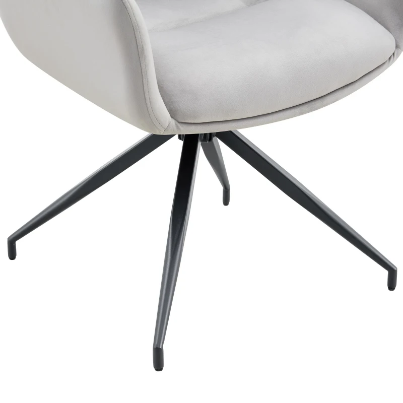 Fauteuil pivotant 360° rembourré, piètement métal laqué stable, patins antidérapants, 48x50x85 cm, Noir+Gris clair