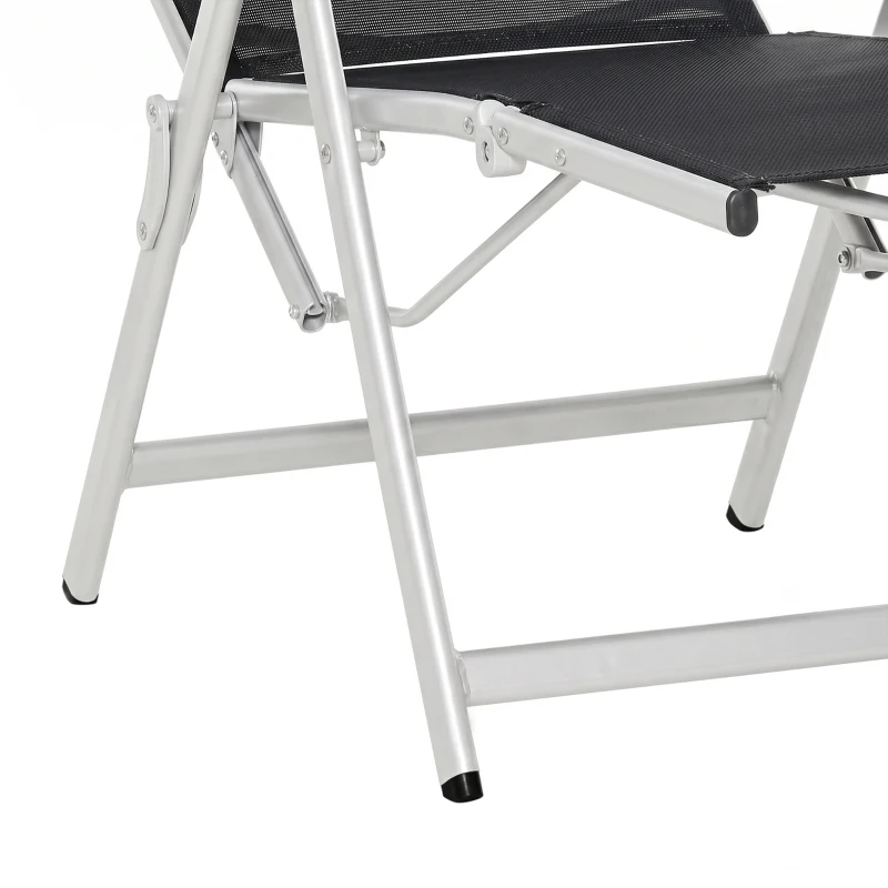 Outsunny Chaise longue pliable transat bain de soleil avec dossier & repose-pied réglable multi-positions, noir