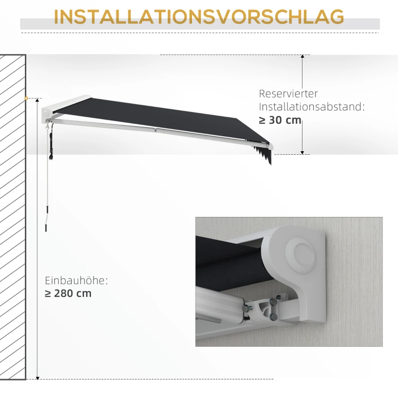 Outsunny Elektrisch/Handmatig Uitschuifbare Markies, Halfcassette, Afstandsbediening, Aluminium Frame, 4 x 3 m, Grijs