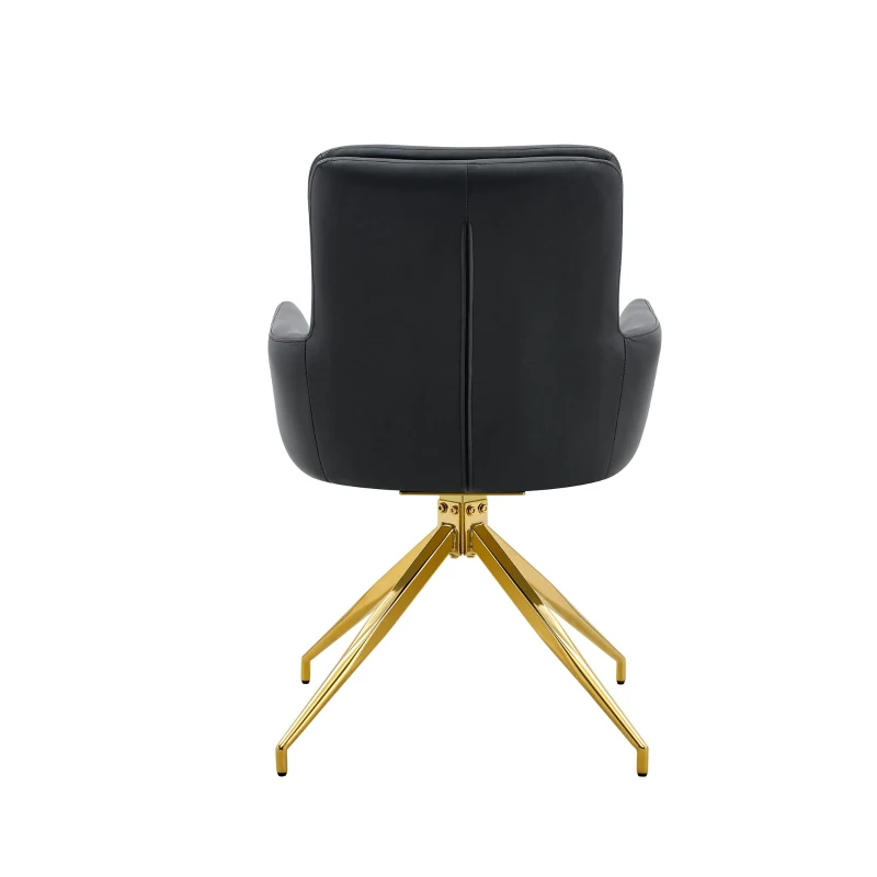 Chaise pivotante de salle, manger style luxe léger européen, lot de 2, patins antidérapants, 55x50x85 cm, Noir+Or