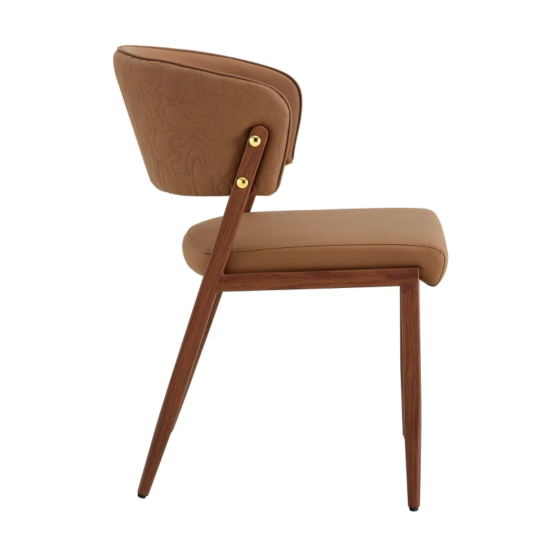 Chaise de salle à manger moderne rembourrée, design épuré, dossier ergonomique, 51x49x78 cm, Marron