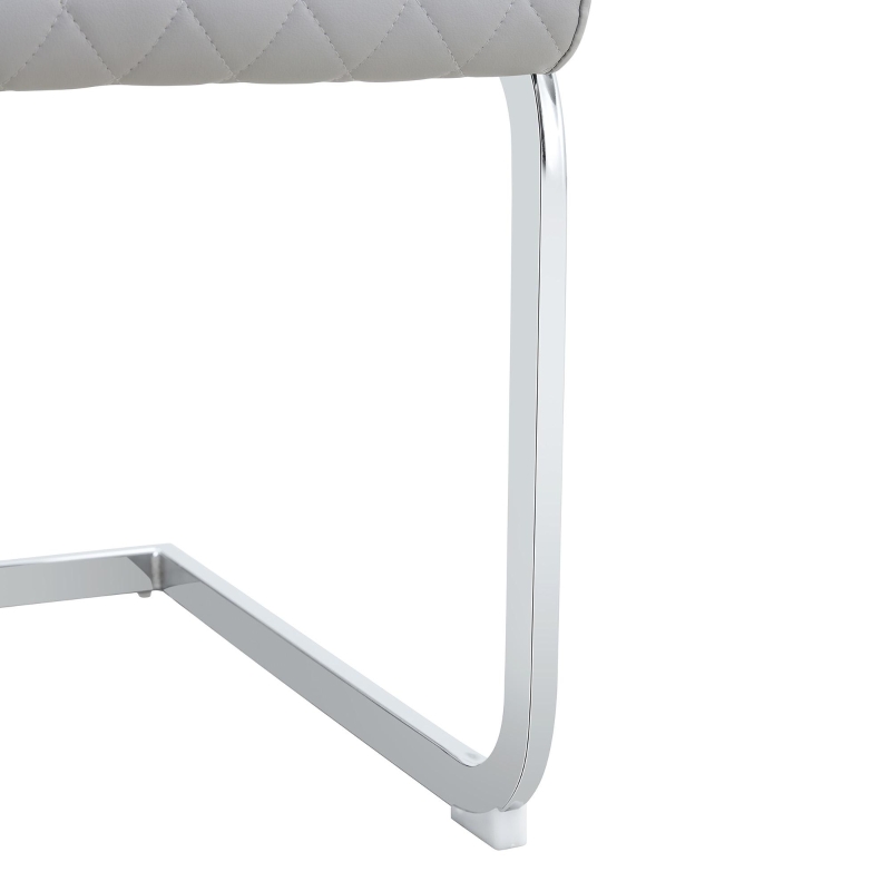 Chaise de salle à manger matelassée motif losange, dossier haut ergonomique, lot de 2, 43x63x100 cm, Argenté