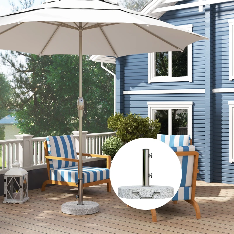 Outsunny Pied de parasol rond, socle parasol extérieur à roulettes, pour mât de Ø 32,38 et 48 mm, poids net 25,5 Kg, gris
