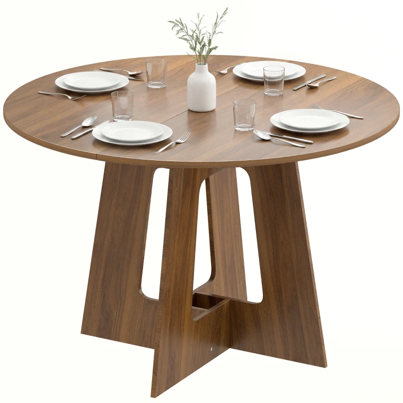 HOMCOM Table à manger ronde pour 4 personnes, Ø 110 x 73,5 cm, table de cuisine avec base croisée, marron