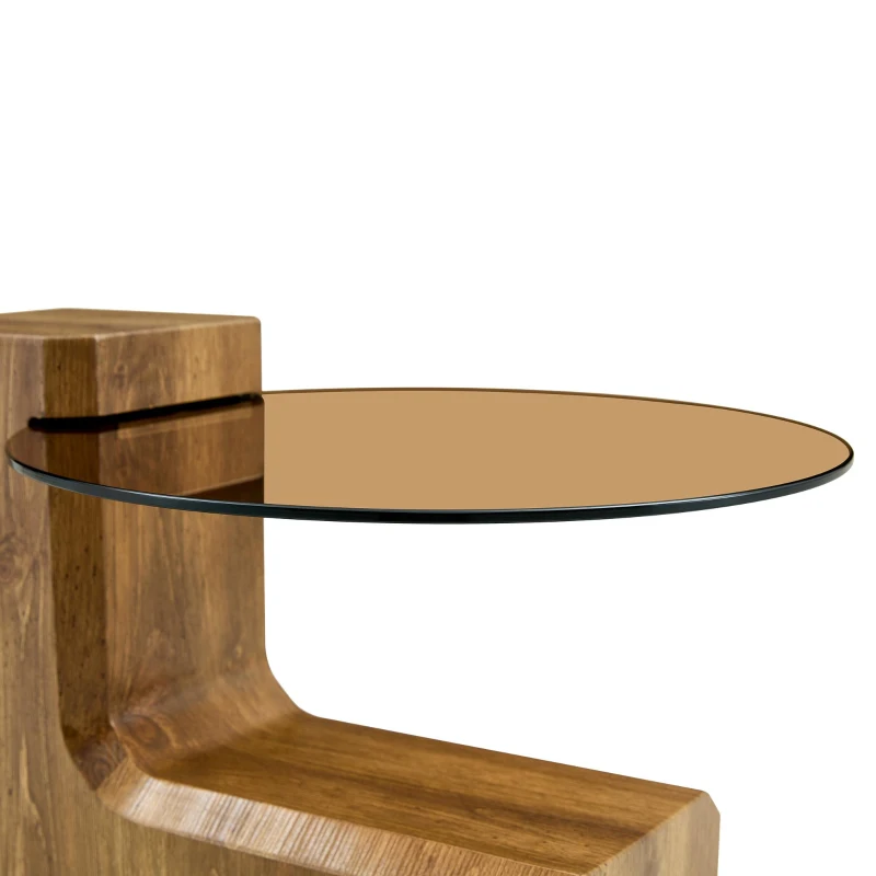 Ensemble 2 tables basses rondes, design 2 niveaux modulable, pieds en L renforcés, 61x61x30 cm, Couleur naturelle