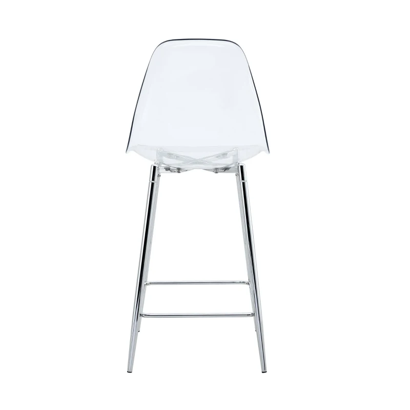 Lot de 2 tabourets de bar transparents, design moderne et aérien, 51x45x102 cm, Argenté