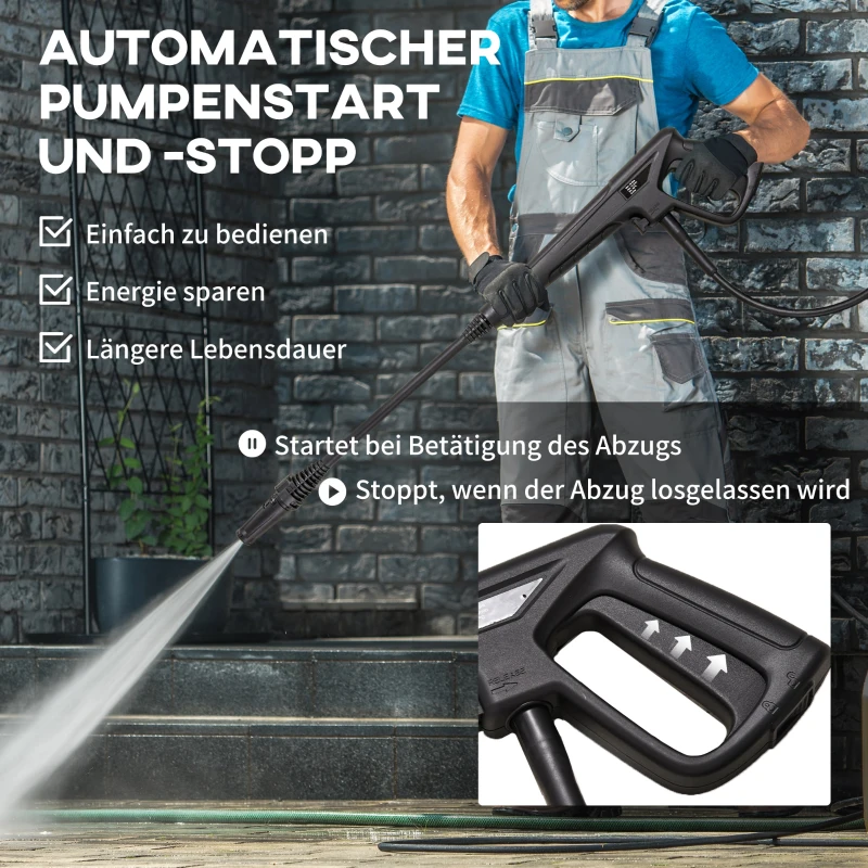 DURHAND hogedrukreiniger incl. 5-delig. Accessoires 150 bar werkdruk, 1800W