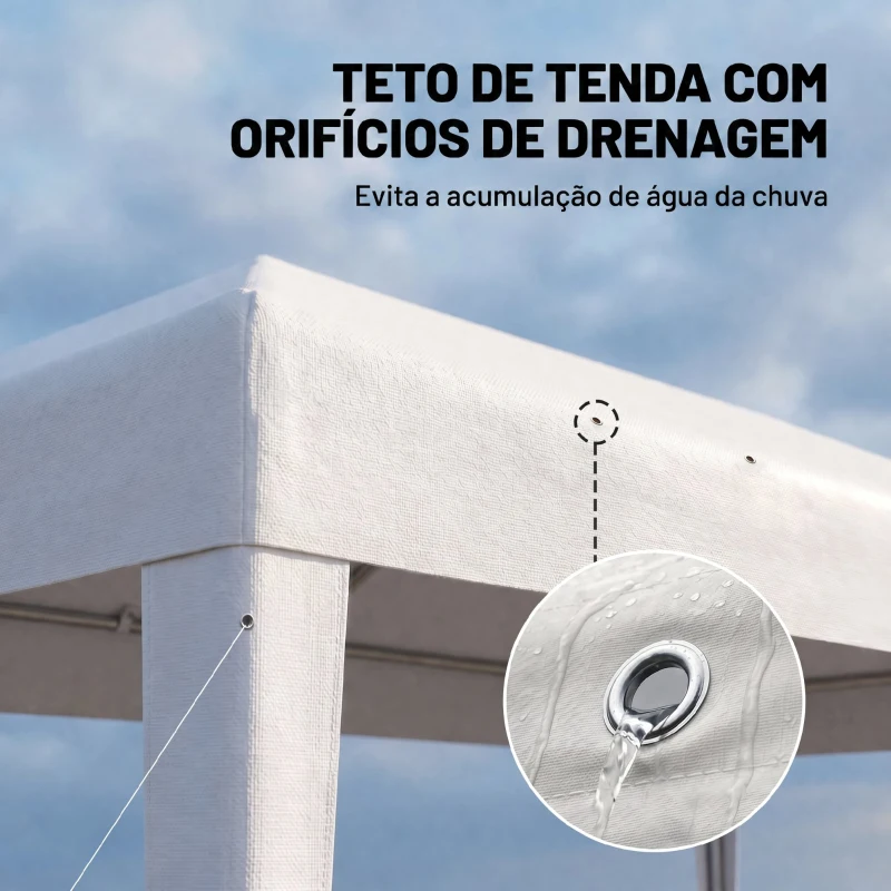 Outsunny Tenda para Festas com 4 Paredes Laterais 2 Janelas e Estrutura de Aço 585x295x255 cm Branco