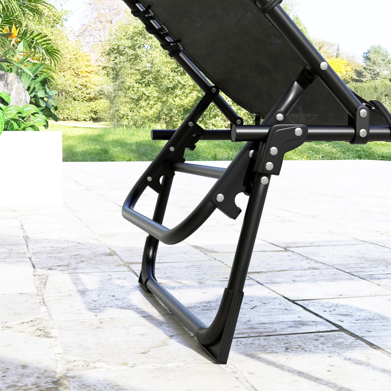 Outsunny Set 2 Șezlonguri din Oțel cu Spătar Reglabil, 189x58x30 cm, Negru