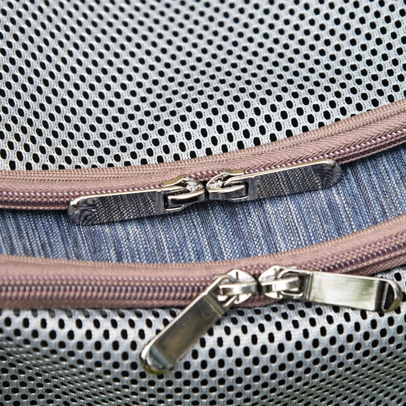 PawHut Zaino per Gatti Trasportino per Cani in Oxford, Cuscino Rimovibile e Lavabile, Inserti Rete Traspirante, 35x28.5x45cm, Blu Marrone