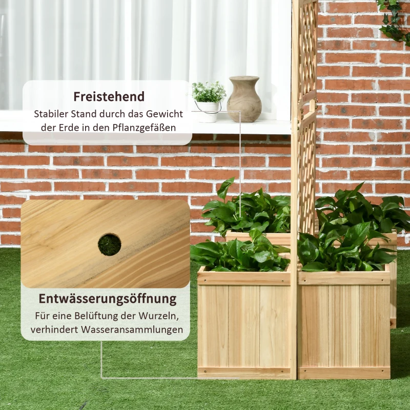 Outsunny verhoogd bed met opklapbaar hekwerk, plantenbak met privacyscherm 133x165 cm