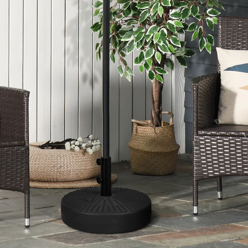 Outsunny Base per Ombrellone da Giardino 3 m con Maniglie Incorporate, in HDPE e Acciaio, Ø51x36 cm, Nero