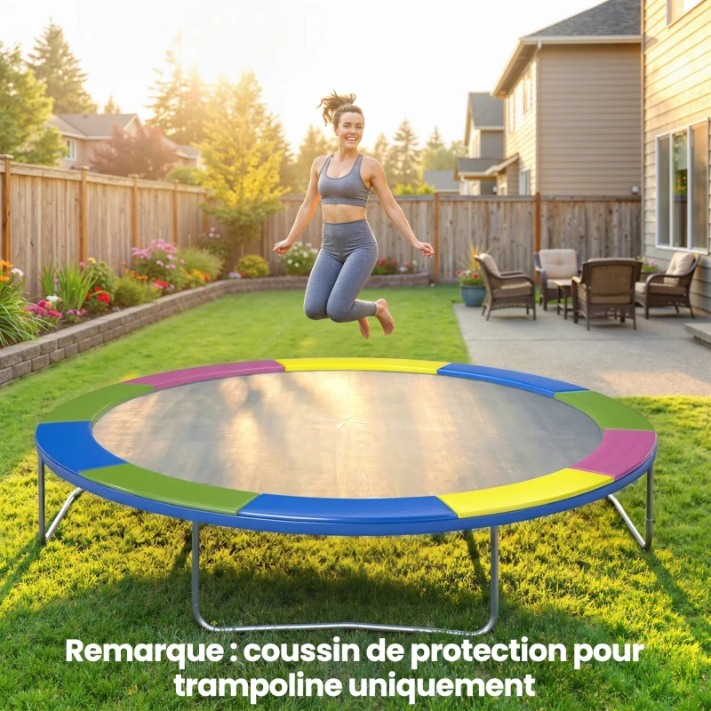 SPORTNOW Coussin de protection trampoline 305cm avec cordon élastique résistant aux intempéries et UV anti-déchirure, multicolore