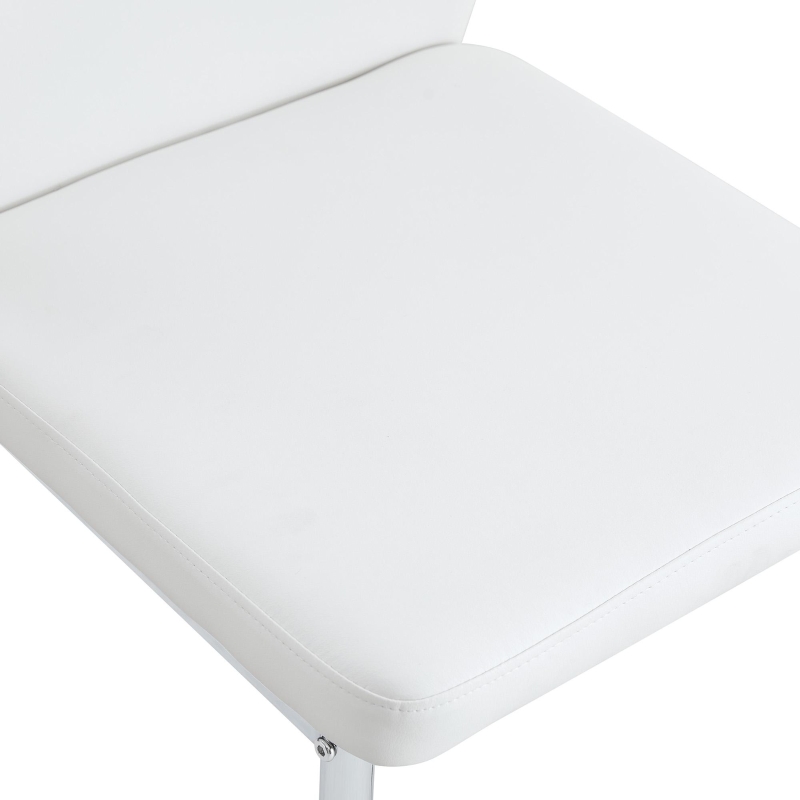 Lot de 4 chaises de salle à manger, style léger-luxe, patins antidérapants, 43x42.6x93 cm, Blanc+Argent