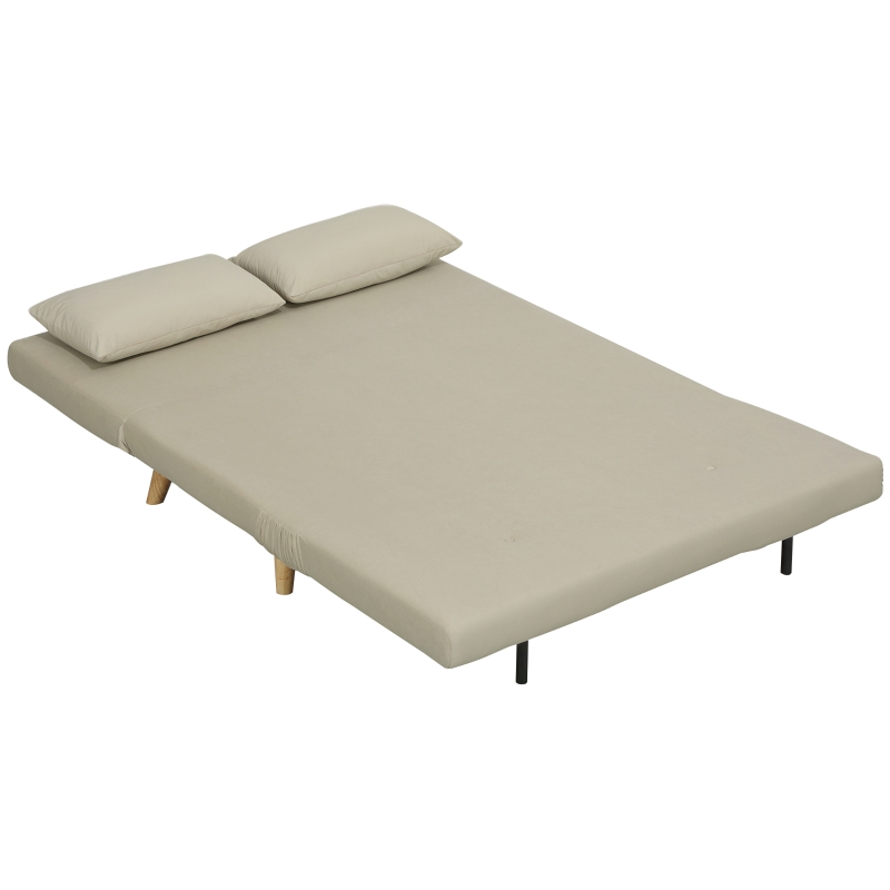 HOMCOM Slaapbank Relaxbank Sofa Couch, incl. 2 kussens, fluwelen look, 130 x 78 x 79 cm, beige(m-10)