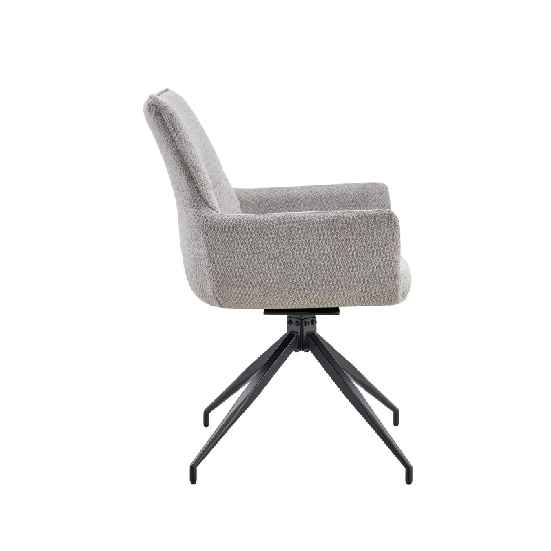 Fauteuil pivotant 360° rembourré, piètement métal laqué stable, patins antidérapants, 48x50x85 cm, Gris