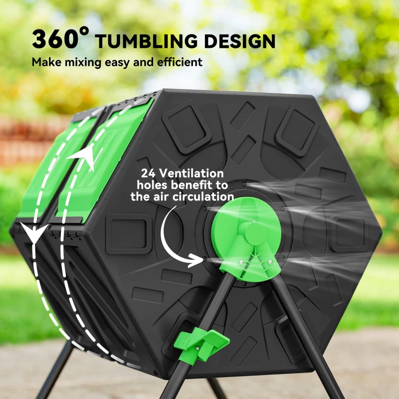 Outsunny 130L Double Chamber Composter - Black