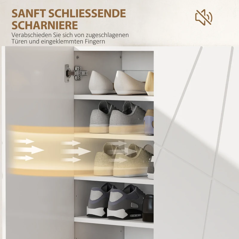 HOMCOM Schoenenkast met 2 Deuren, Schoenenrek, Schoenenopslag met 3 Verstelbare Planken 72 x 31,5 x 95 cm, Wit(m-5)