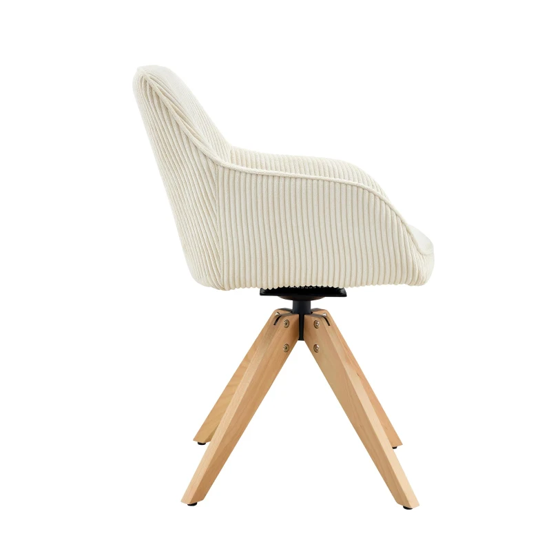 Lot de 2 chaises de salle à manger pivotantes style rétro luxueux, piètement quatre pieds en bois massif, 56,00x44,00x84,00 cm, Couleur naturelle