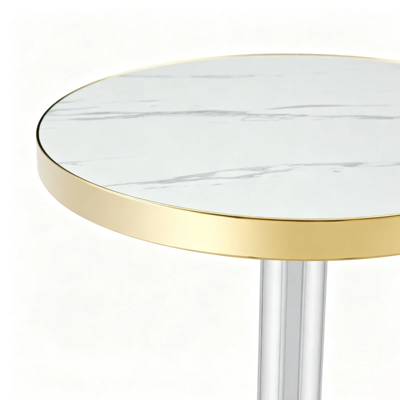 Table d'appoint ronde, plateau anti-rayures facile à nettoyer, 60x60x74 cm, Blanc