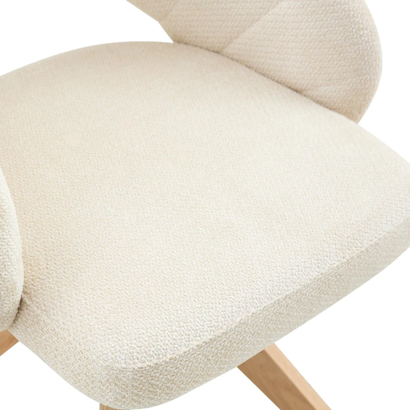 Lot de 2 chaises pivotantes style rétro, piètement 4 pieds en bois massif, patins antidérapants, 46x49x84 cm, Couleur naturelle