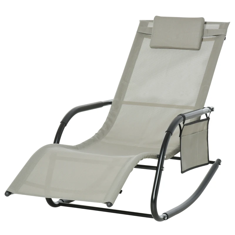 Outsunny Schommelstoel swingstoel tuinstoel schommelende ligstoel metaal mesh lichtgrijs