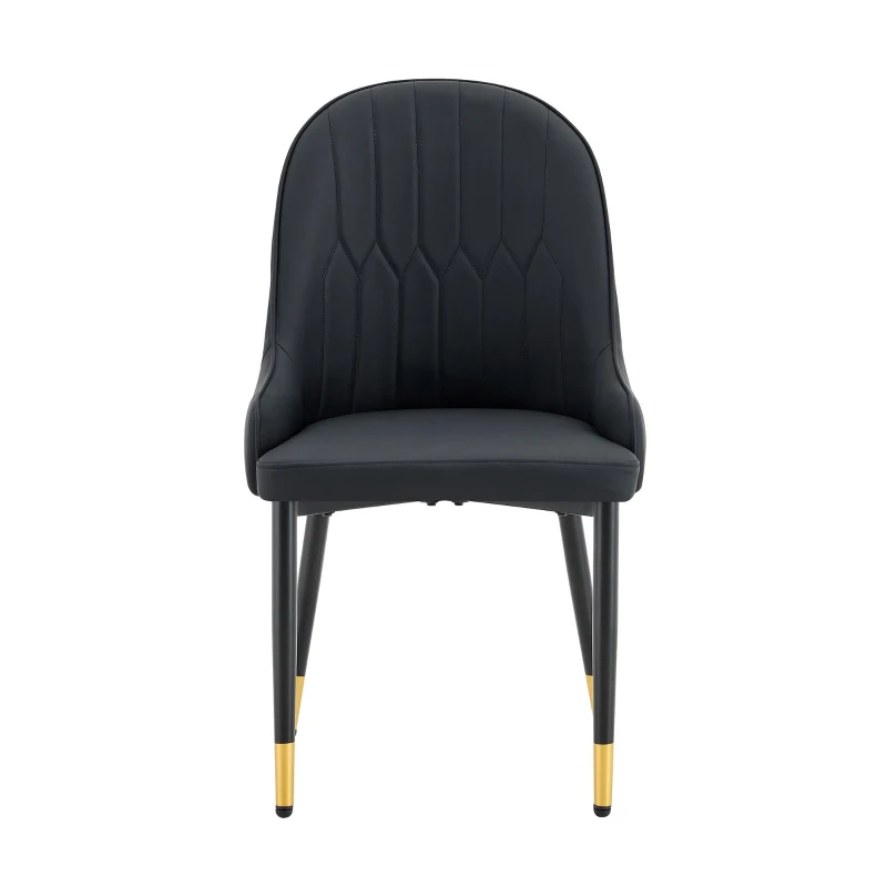 Lot de 2 chaises de salle à manger, dossier motif éclair stylé, déperlante et facile d'entretien, 47.3x44x91 cm, Noir