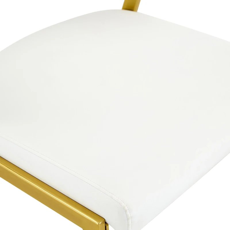 Chaise de salle à manger moderne rembourrée, design épuré, dossier ergonomique, 51x49x78 cm, Blanc