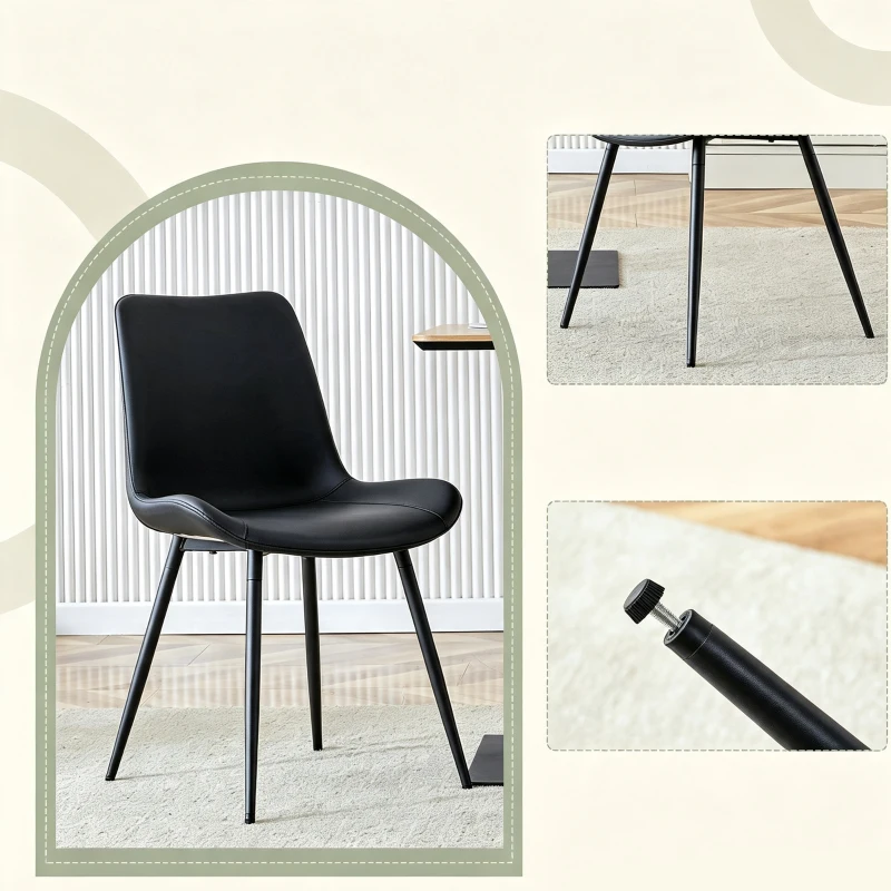 Lot de 4 chaises de salle à manger en similicuir, design moderne, embouts antidérapants, 50x47x83 cm, Noir