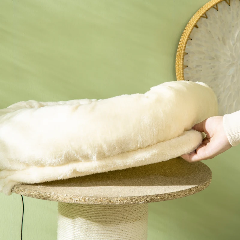 PawHut Arbre à chat griffoir sisal naturel 2 plateforme panier observation jeu boule suspendue peluche beige