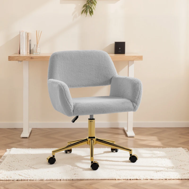 HOMCOM Faux Fur Rabbit Chair - Grey