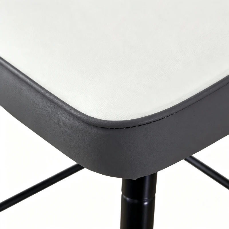 Lot de 2 tabourets de bar hauteur, design moderne et confortable, dossier incurvé et repose-pieds, 42x45x100 cm, Argenté