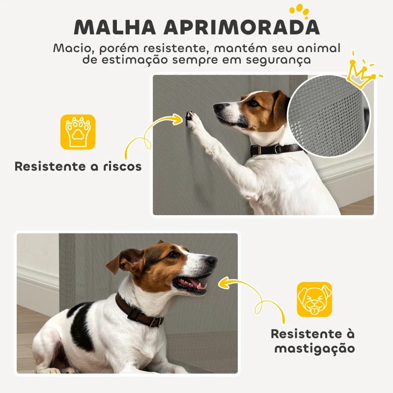 PawHut Barreira de Segurança para Cães Retrátil 0-136 cm  para Cães Pequenos com Botão de Fecho Cinzento