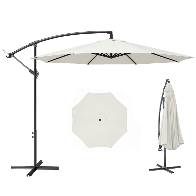 Outsunny Parasol afneembare zwevende parasol zwengelparasol met handkruk crème
