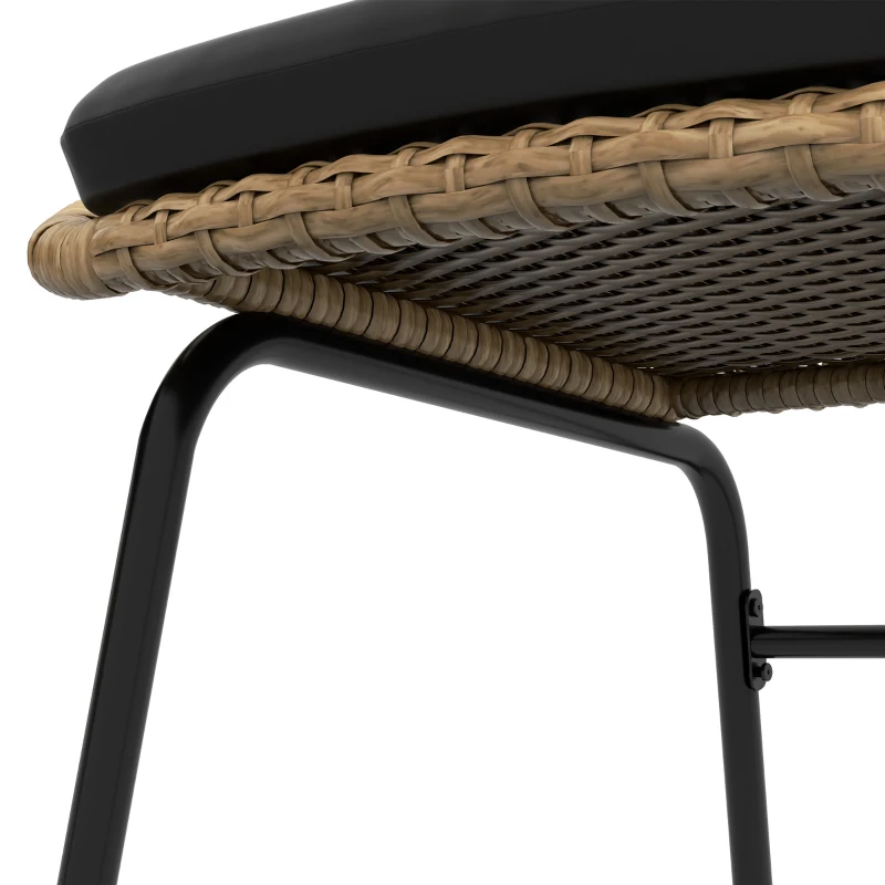 Outsunny Rieten Terrasmeubelset, Tuinmeubelset, 2 Stoelen & Tafel, Geel