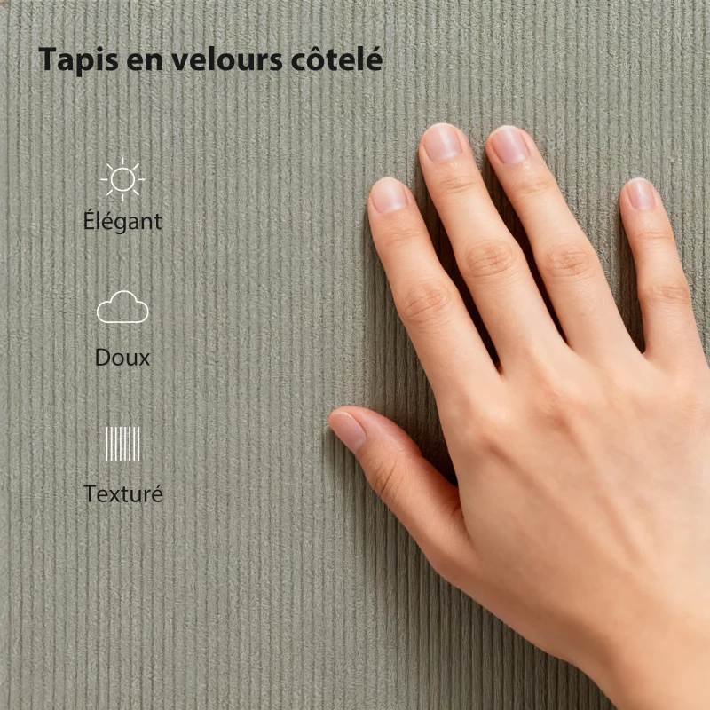 HOMCOM Cadre de lit 160 x 200 cm, sommier à lattes en bois, tête de lit réglable, lit double rembourré en velours côtelé, gris