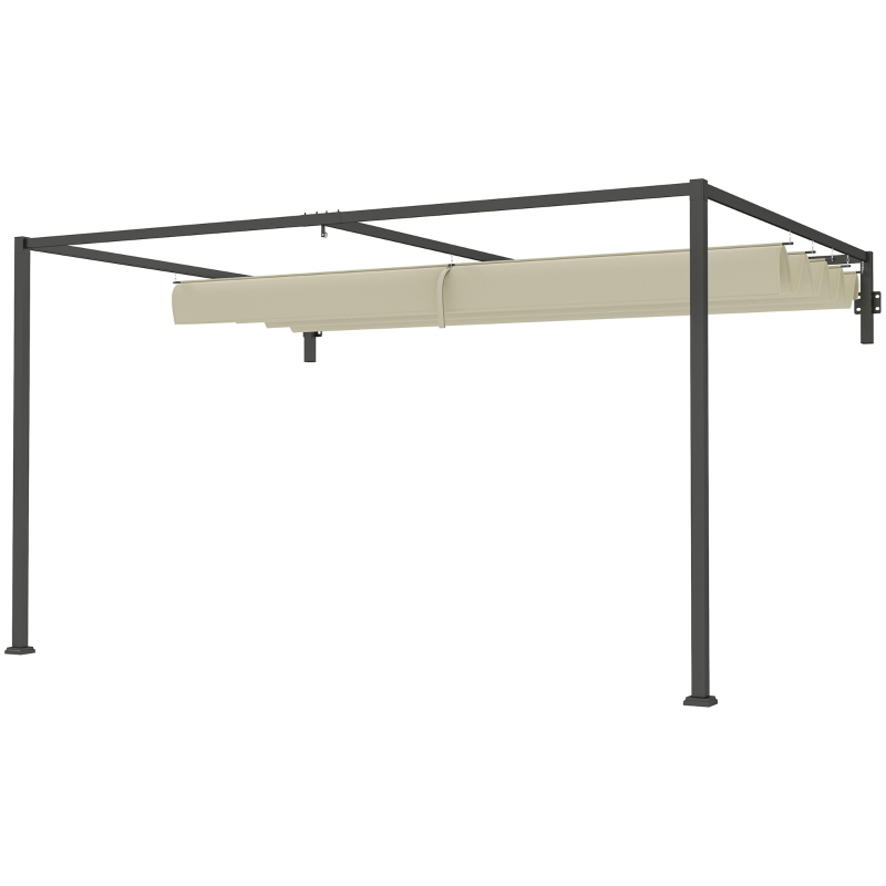 Outsunny 3 x 4m Steel Pergola, with Retractable Canopy - Khaki